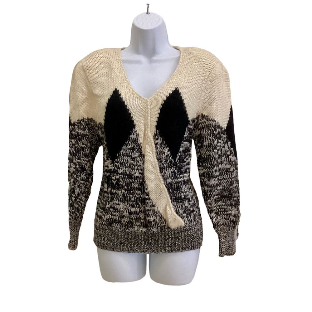 Ginénne Textural Surplice Argyle Sweater